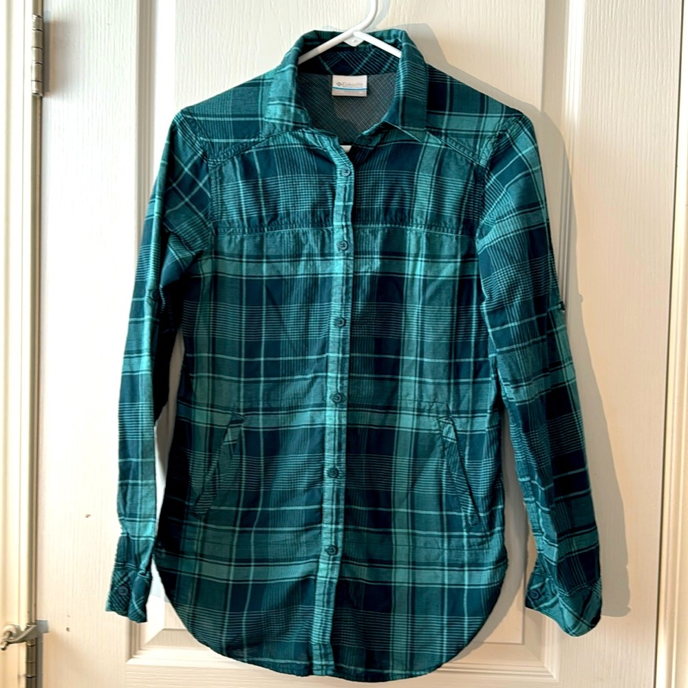 Columbia Women's Times Two™ Long Sleeve Tunic Shirt, Dark Nocturnal Plaid, XS